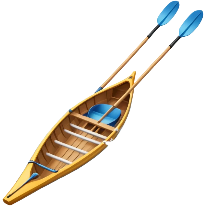 An icon showing a close-up of crossed oars, a sleek racing shell, and rippling water, symbolizing rowing. The design includes droplets in motion and a streamlined boat tip cutting through waves. Transparent background emphasizes strength, precision, and the spirit of competitive rowing emoji