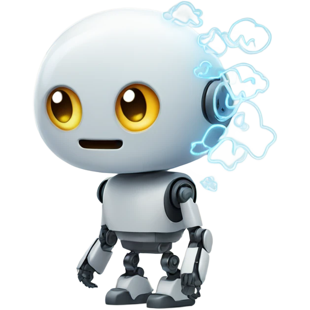cute robot and a cloud of thoughts emoji