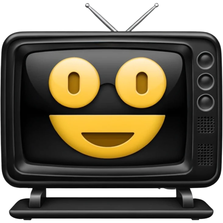 черный телевизор с зеленым экраном и пиксельным рисунком на экране emoji