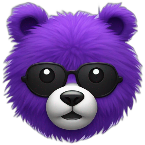 Purple furry bear head with a black eyepatch only on the left eye emoji