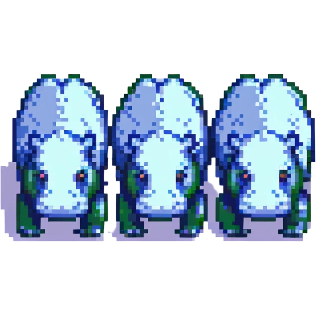 little hippos with 3 heads, different background emoji