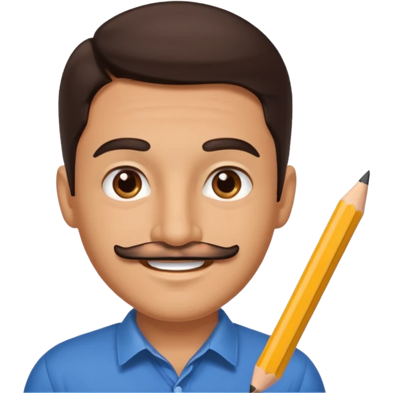 A tan man with Slick dark brown hair and a pencil mustache smiling emoji