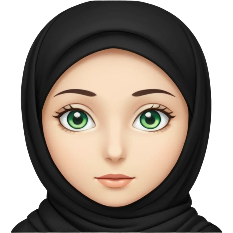 a girl wearing a black hijab and has green and blue eyes emoji