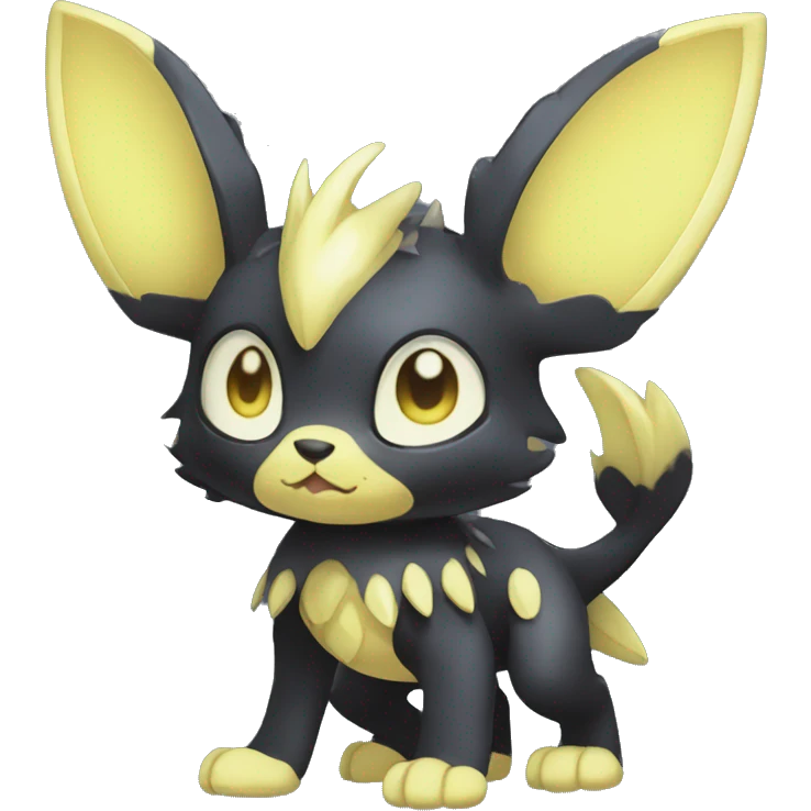 Cute cool shiny fantasy dark-shadow-themed animal hybrid Fakemon full body emoji