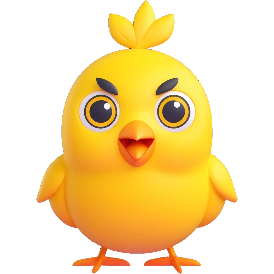 yellow bird with big eyes, Microsoft Fluent 3D emoji style emoji