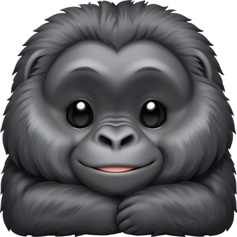 Meme-Worthy cute Sleeping mountain Gorilla Portrait Emoji, Head resting peacefully with a contented smile, showcasing a luxuriously thick black and grey-flecked Fur and eyes gently closed in serene slumber, Simplified yet hilariously adorable features, highly detailed, glowing with a soft, drowsy jungle light, high shine, relaxed and utterly lovable, stylized with an air of playful laziness, bright and heartwarming, soft glowing outline, capturing the essence of a sleeping mountain that feels destined to become the next viral sensation of adorable rest! emoji