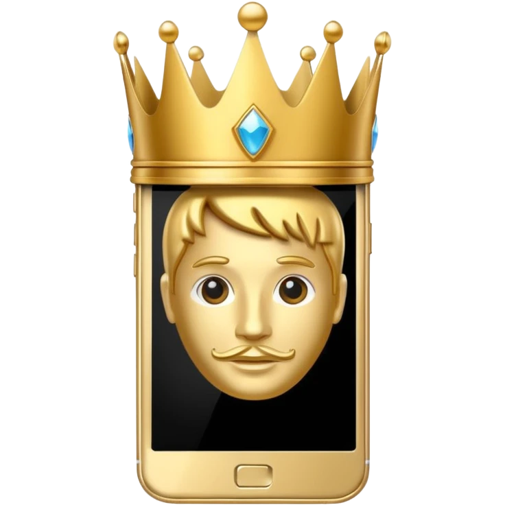 gold premium smart phone, king crown emoji