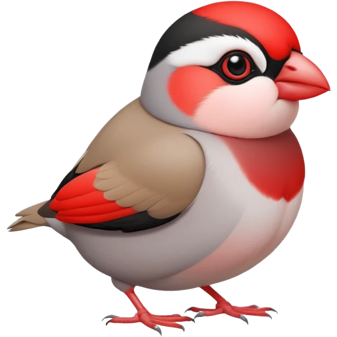 Java sparrow squashed by two hands like 🫸🐦🫷 but the color of the bird is white and beak is red emoji
