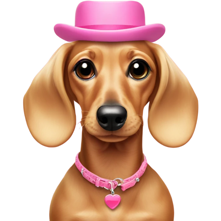 Blonde dachshund adorable with pink accessories  emoji