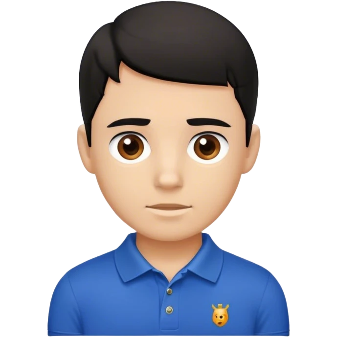 white boy a little bit brown, black hair, wearing a polo shirt emoji