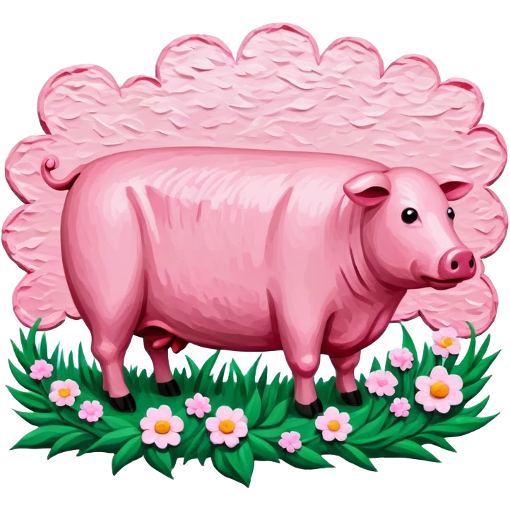 van gogh style pink SPAM  meat flowers landscape emoji