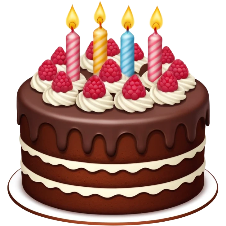 Chocolate Birthday Cake with raspberries emoji