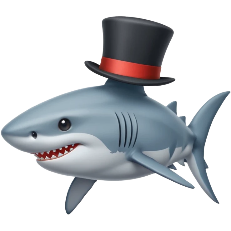 Shark with a top hat emoji