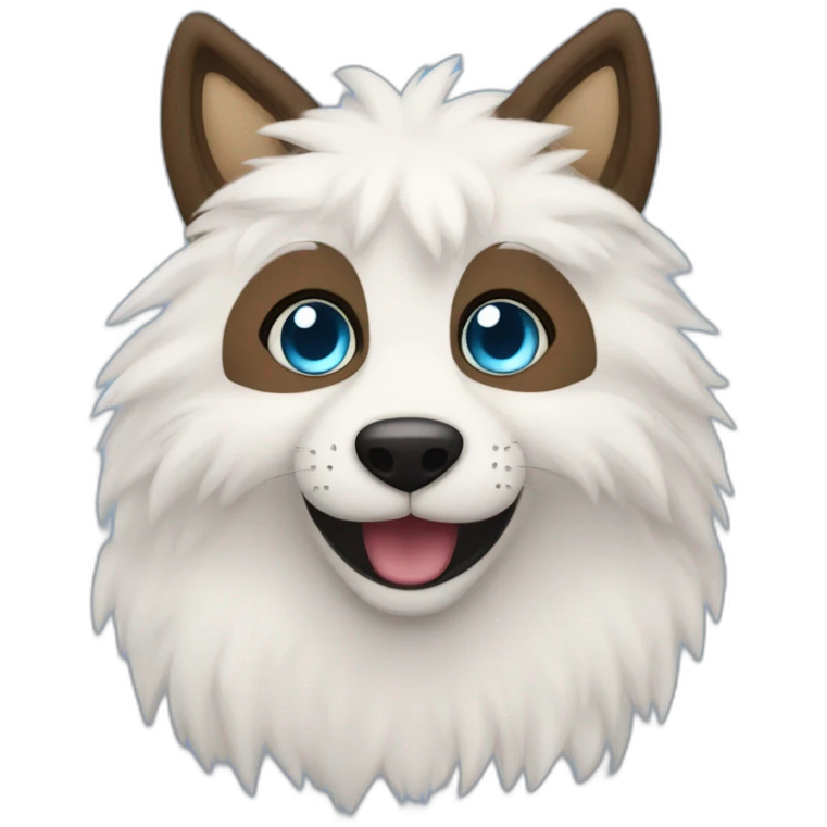 Crea un emoji furry azul con pelo cafe y ojos cafés (furry fandom) emoji