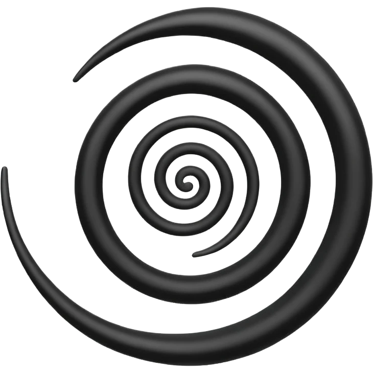Triple arm spiral, black and white, symbol emoji