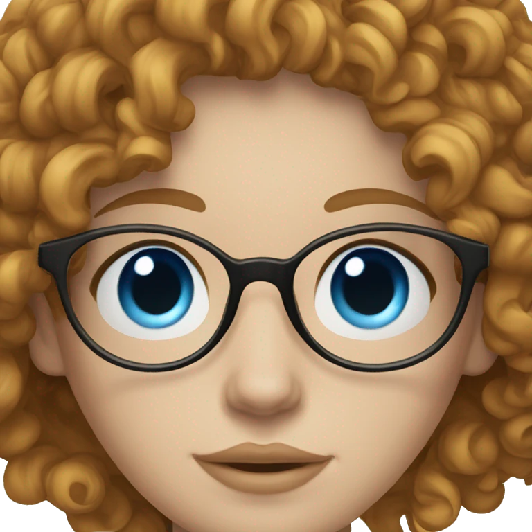 lady with curly golden brown hair, pale skin and blue eyes and clear glasses emoji