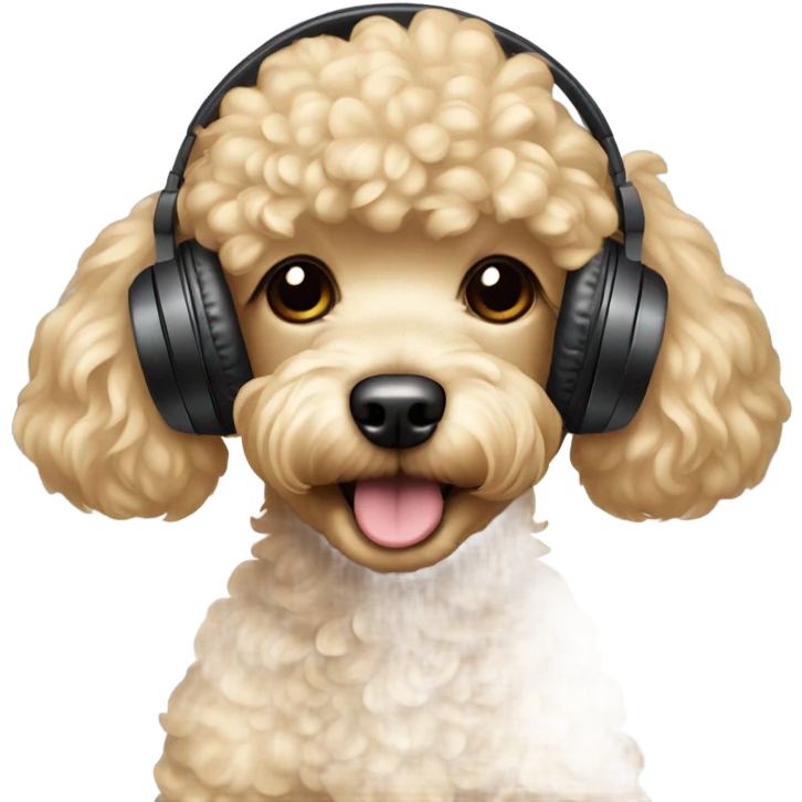 Blonde toy poodle with headphones on emoji