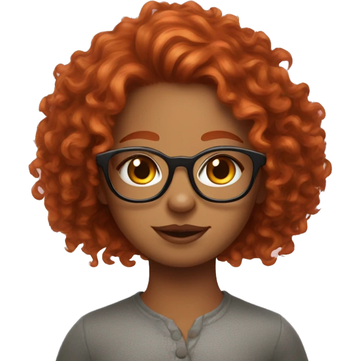 make a cute redhead curly girl with freckles wearing glasses emoji that looks like a fox emoji