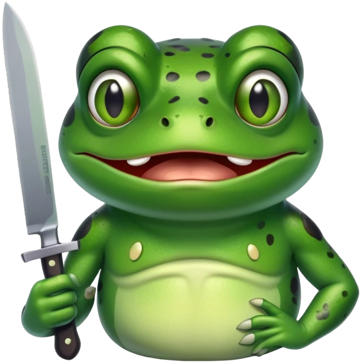Angry Frog holding a knife  emoji