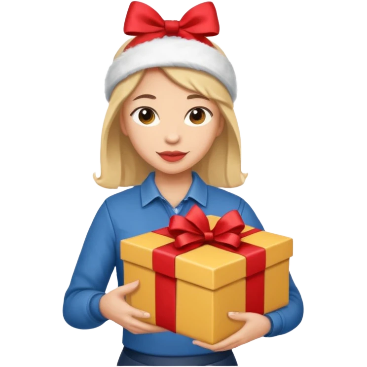woman courier holding gift box emoji