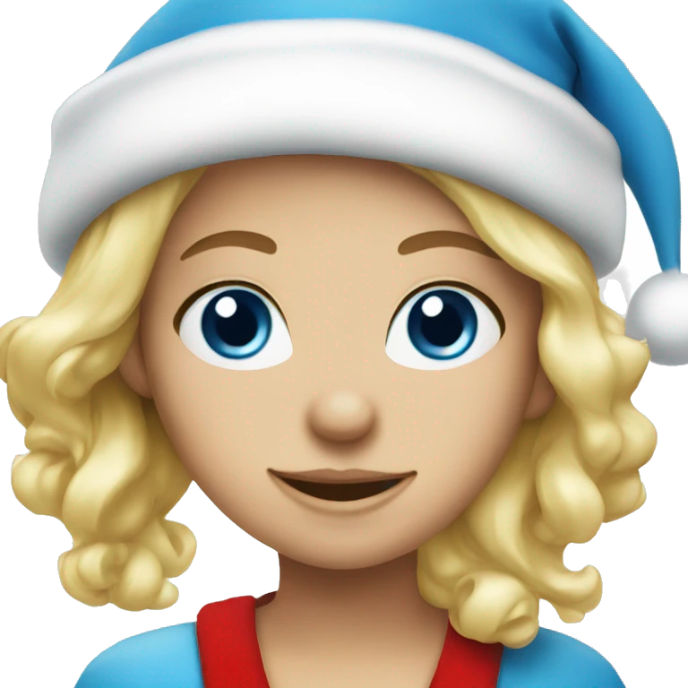 Blonde blue eyed girl wearing Santa hat emoji