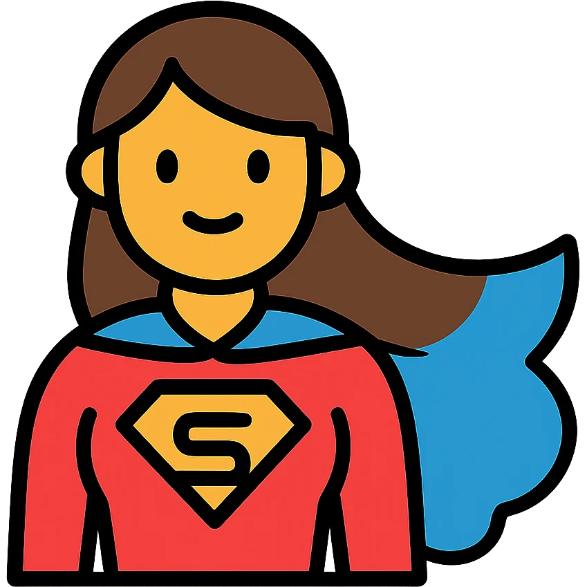 Female superhero with cape emoji