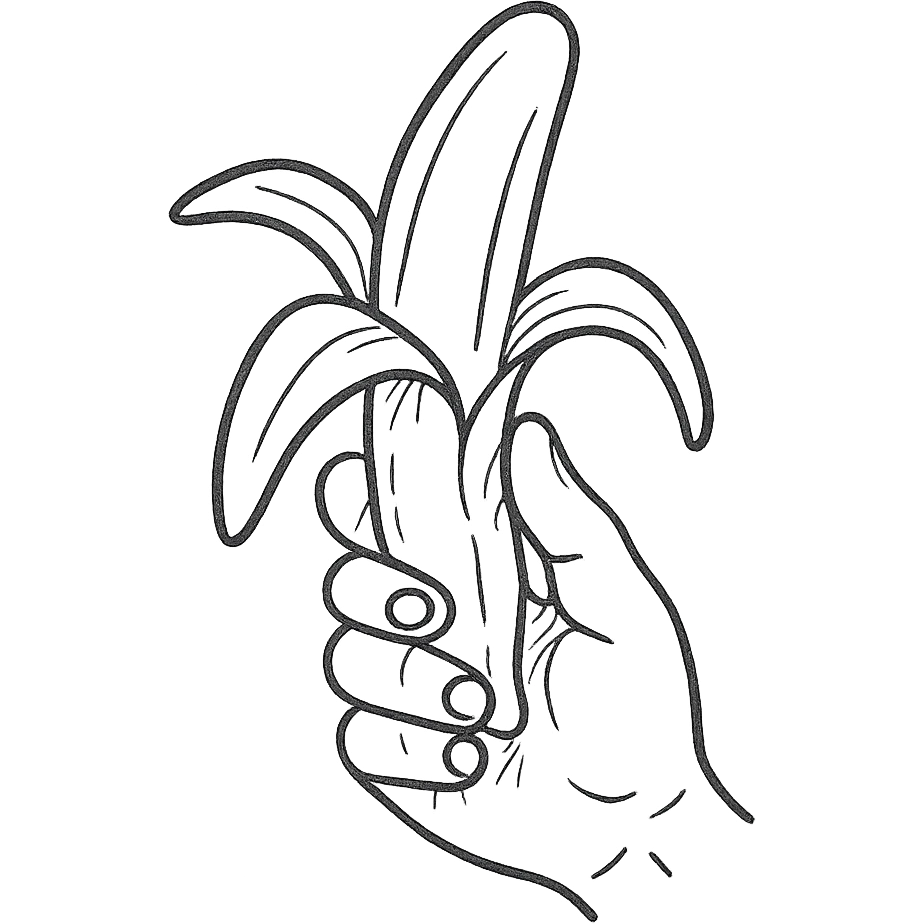 hand holding open banana emoji