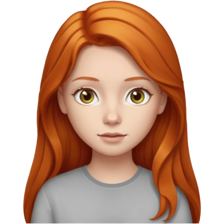 Ginger head girl with long hair and light grey eyes emoji