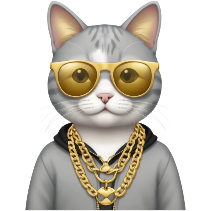 Rengi gri beyaz olaolan rapci kedi emoji