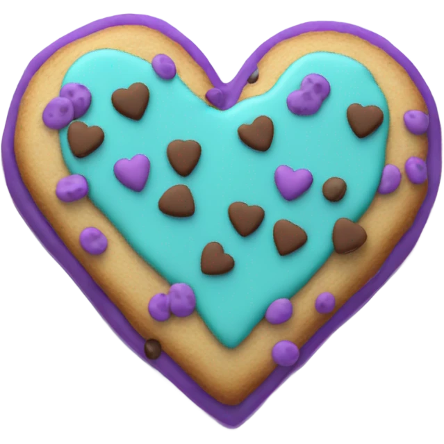 Purple teal chocolate chip heart cookie emoji
