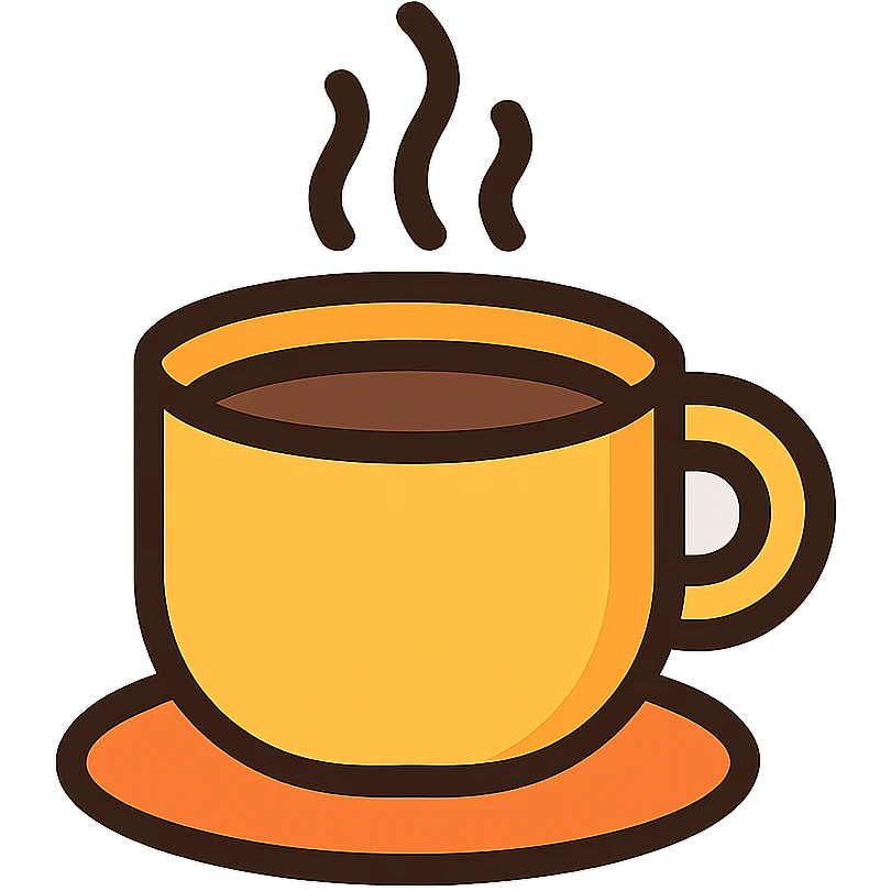 coffee cup icon, color outlines, warm and inviting emoji