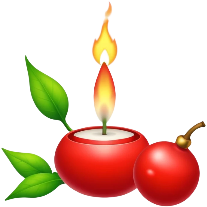 Bougie rouge avec du gui emoji