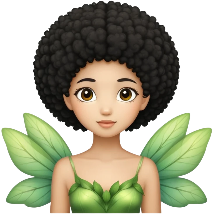 Dreamy nature fairy with Afro black hair neutral skin  emoji