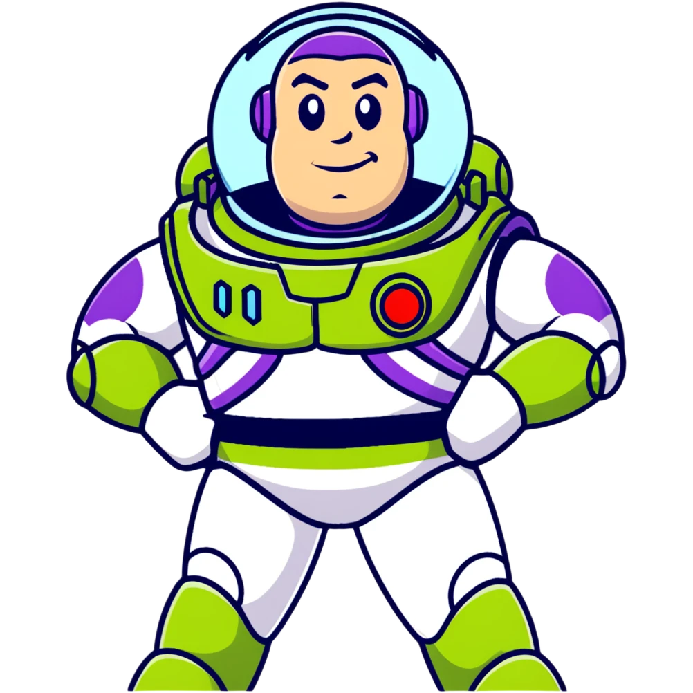 Buzz Lightyear character with a red stop sign above him emoji