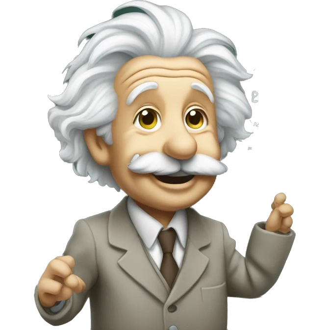 happy albert einstein calculates on the board emoji