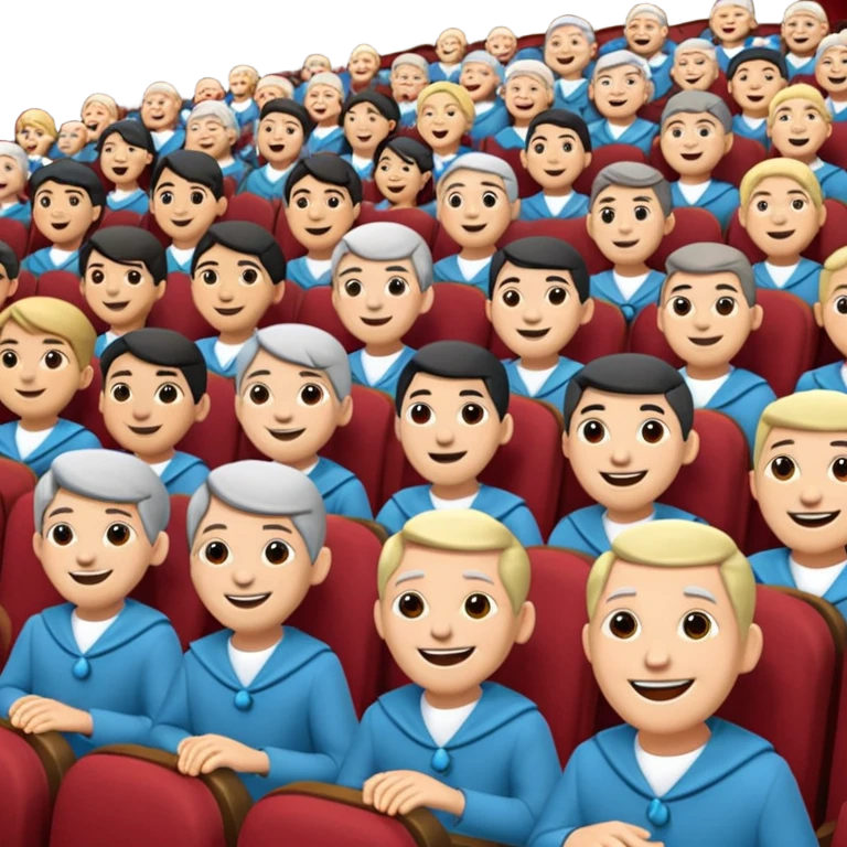 theater chorus seats filled with stone revelers emoji
