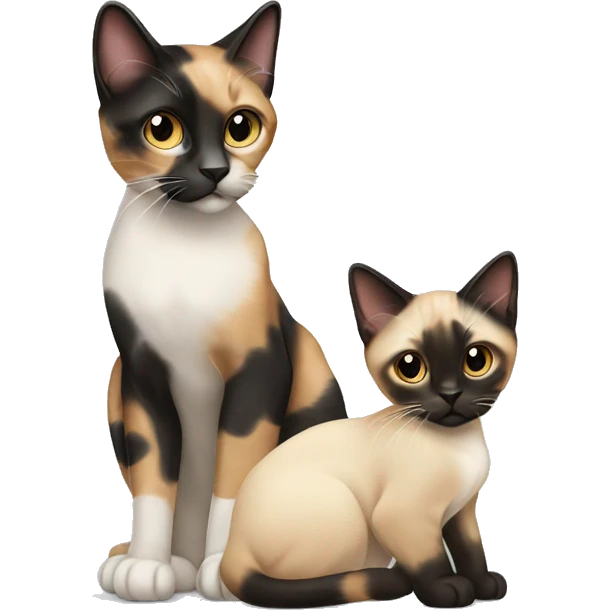 Calico cat and siamese kitten  emoji