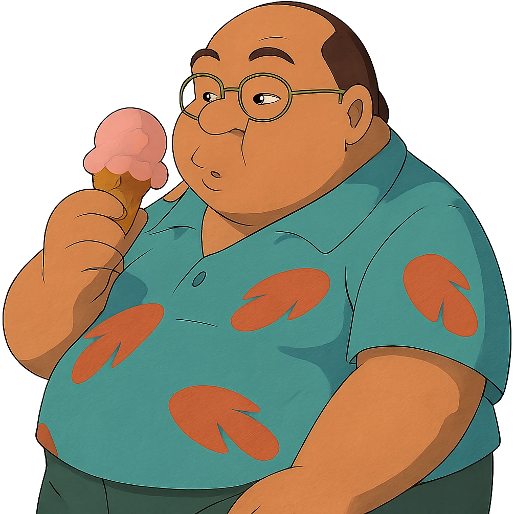 fat man with ice cream, inspired by Lilo and Stitch emoji