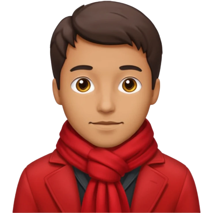 Man in red coat, scarf emoji