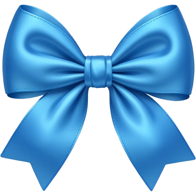 blue bow, shiny satin look, soft shadows emoji
