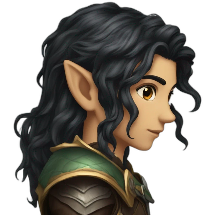 dark choppy hair kind elf ranger attractive emoji