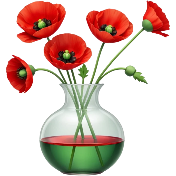 poppy flowers in a clear vase emoji