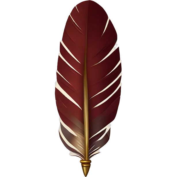 a maroon feather quill and an open SCROLL emoji