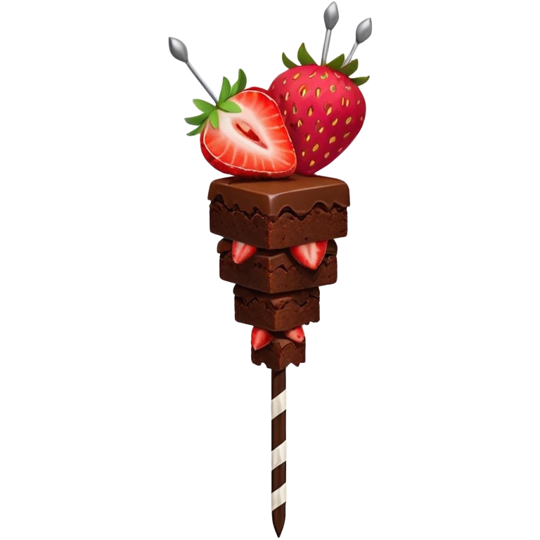 brownies and strawberries on a skewer emoji
