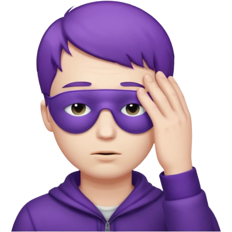 men with purple short hair which cover eyes emoji