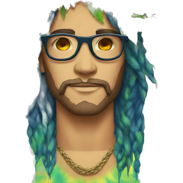 Tie dye hippie person flower crown tattoos hemp leaves emoji