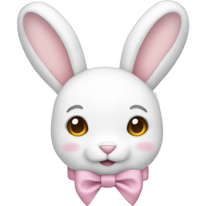 White plush rabbit with light pink bow emoji