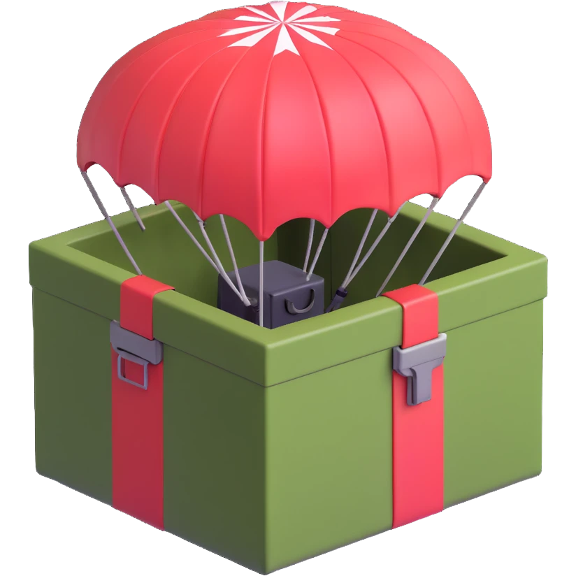 A weapon box with a parachute emoji
