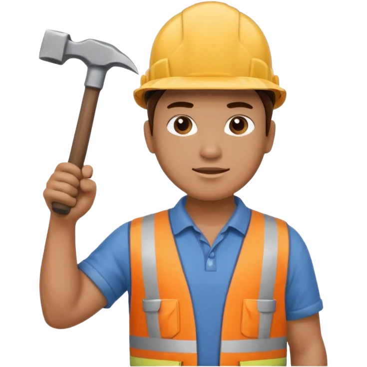 mach mir einen bauarbeiter von hinten der die rechte hand gehoben hat mit einem hammer drinnen emoji