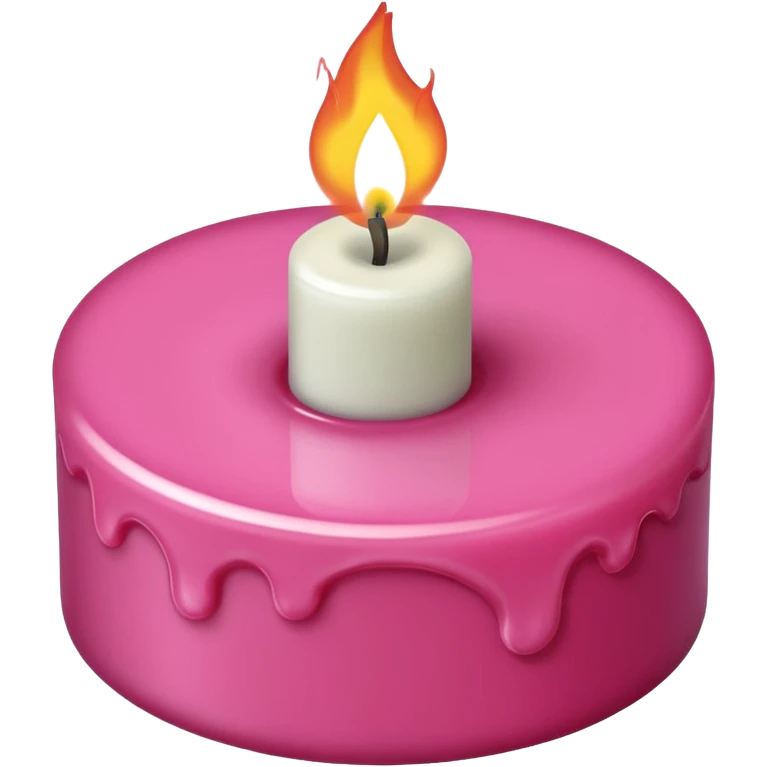 A drawing of a flaming pink candle that could be used at a romantic dinner table. The camera should be isometric at a Bird's-Eye View angle. emoji